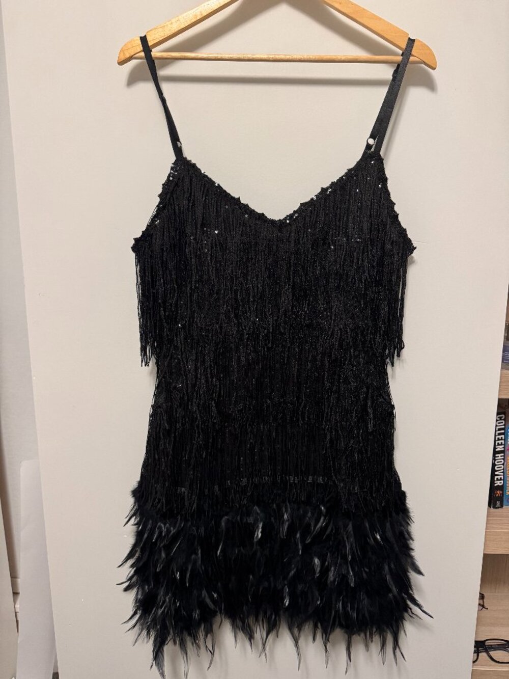 Black Sequin & Feather Mini Dress | Size Small | Never Worn